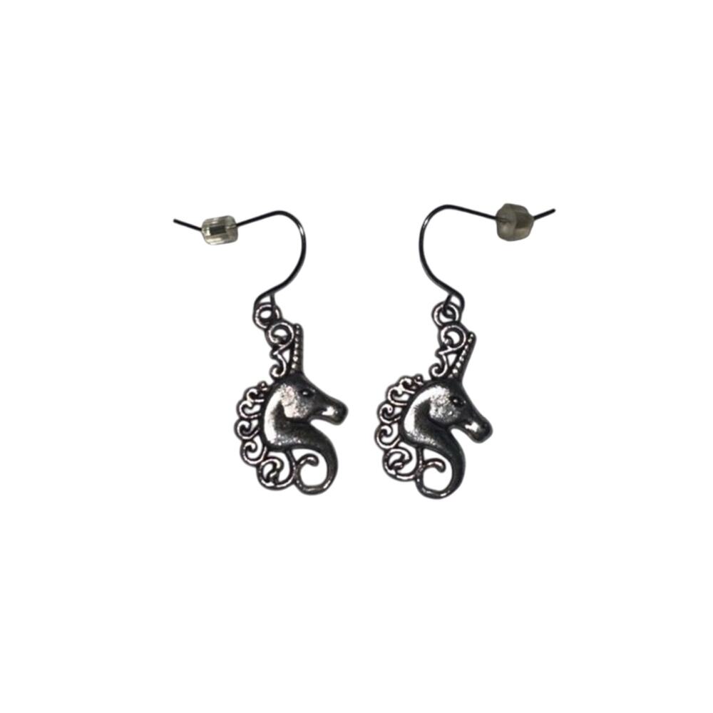 Silver Unicorn Dangle Earrings
